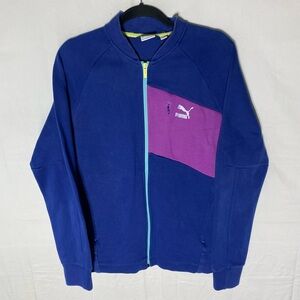 Puma Blue Purple Zip Front Sample Sweatshirt Track Jacket M